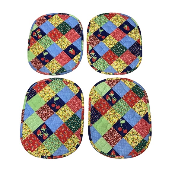 Other - Quilted Patchwork Floral Cherry Strawberry Set of 4 Placemats Kmart